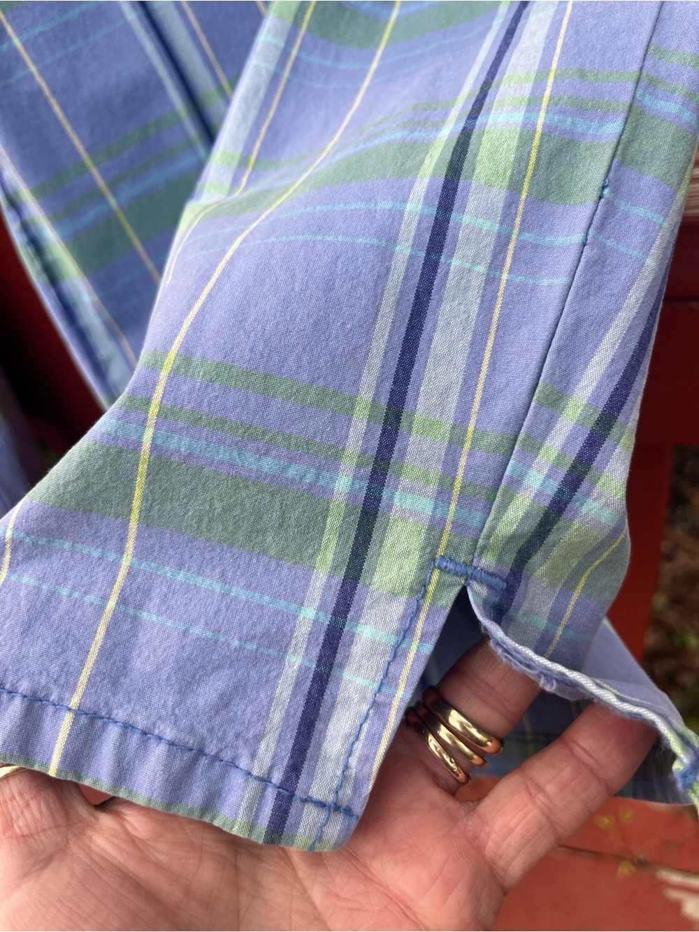 NWT Gloria Vanderbilt Women’s Plus Size 22W Plaid Stretch Capri Blue Green - Picture 4 of 5